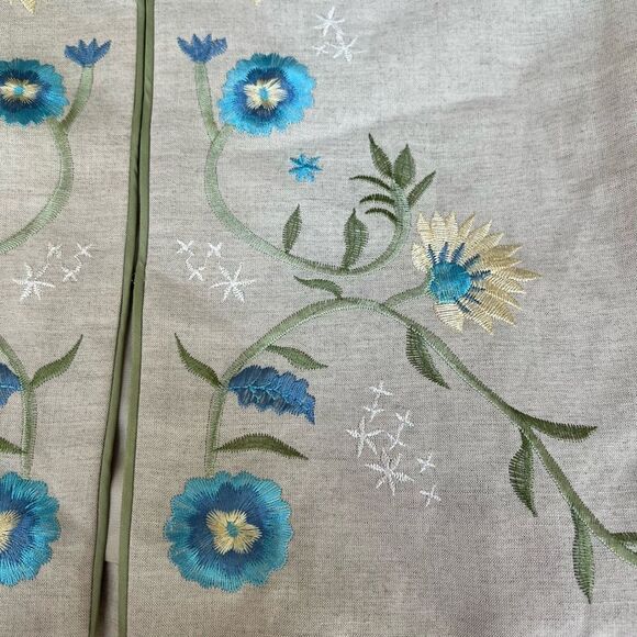 Kate Hill Womens Beige Linen Mandarin Top Jacket SZ 6 Floral Embroidered Lined - Picture 6 of 7